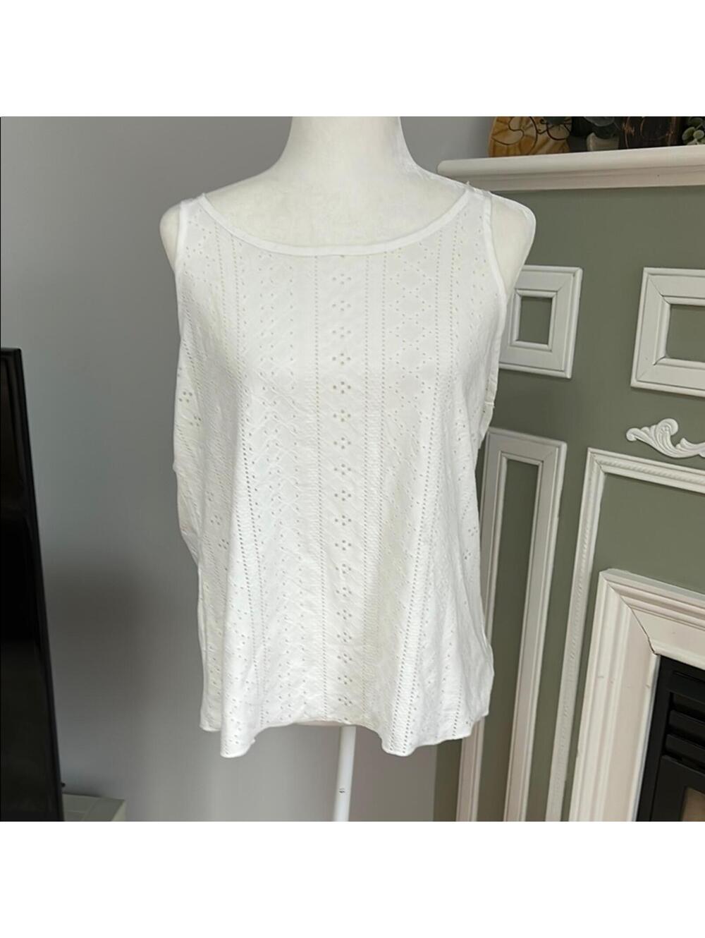 White Eyelet Tank Top